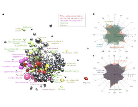 The high-dimensional space of human diseases built from diagnosis records and mapped to genetic loci